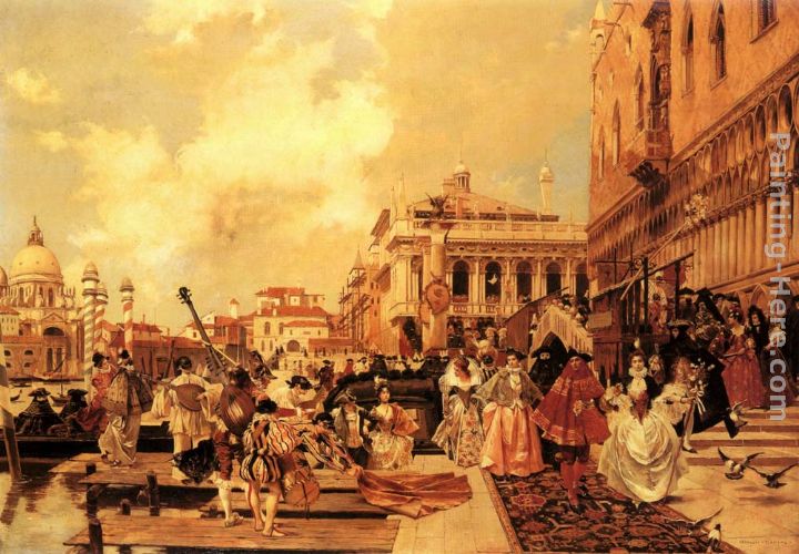 Le carneval a Venise painting - Francois Flameng Le carneval a Venise art painting